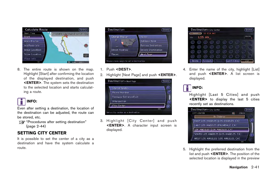 Setting city center -41 | NISSAN 2013 GT R - Multi Function Display Owner's Manual User Manual | Page 69 / 315