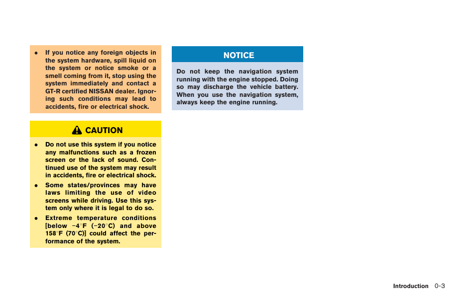 Caution, Notice | NISSAN 2013 GT R - Multi Function Display Owner's Manual User Manual | Page 7 / 315