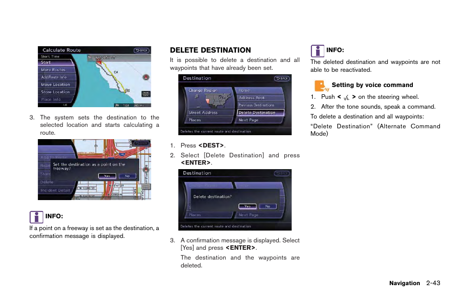 Delete destination -43 | NISSAN 2013 GT R - Multi Function Display Owner's Manual User Manual | Page 71 / 315
