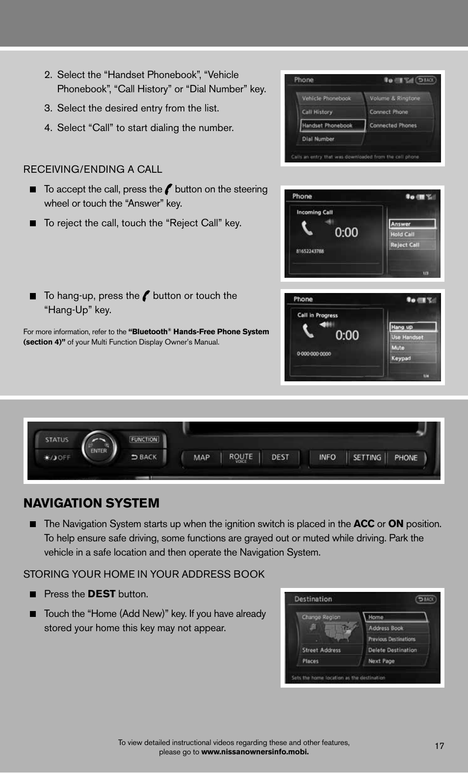 Navigation system | NISSAN 2013 GT R - Quick Reference Guide User Manual | Page 19 / 24