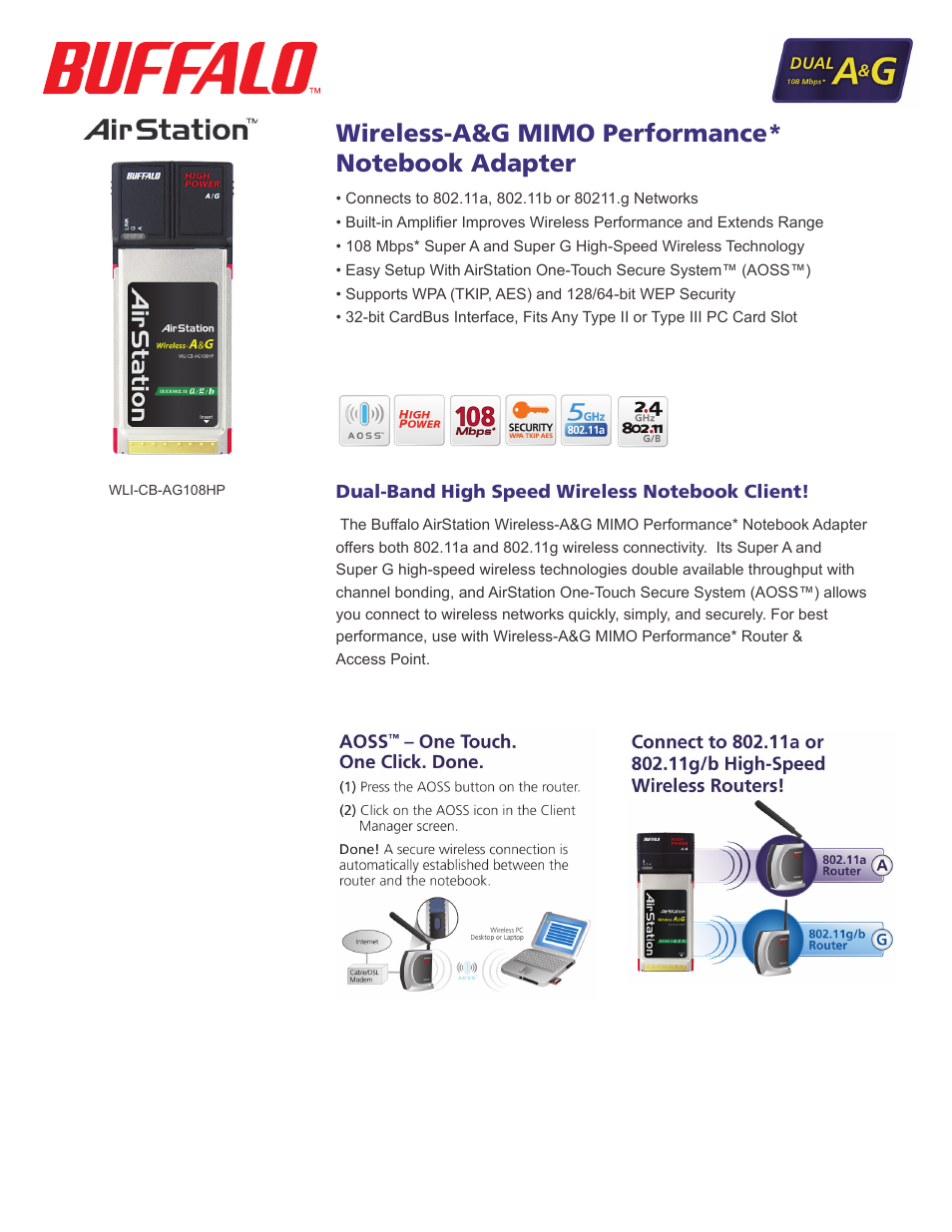 Buffalo Technology Buffalo AirStation WLI-CB-AG108HP User Manual | 2 pages