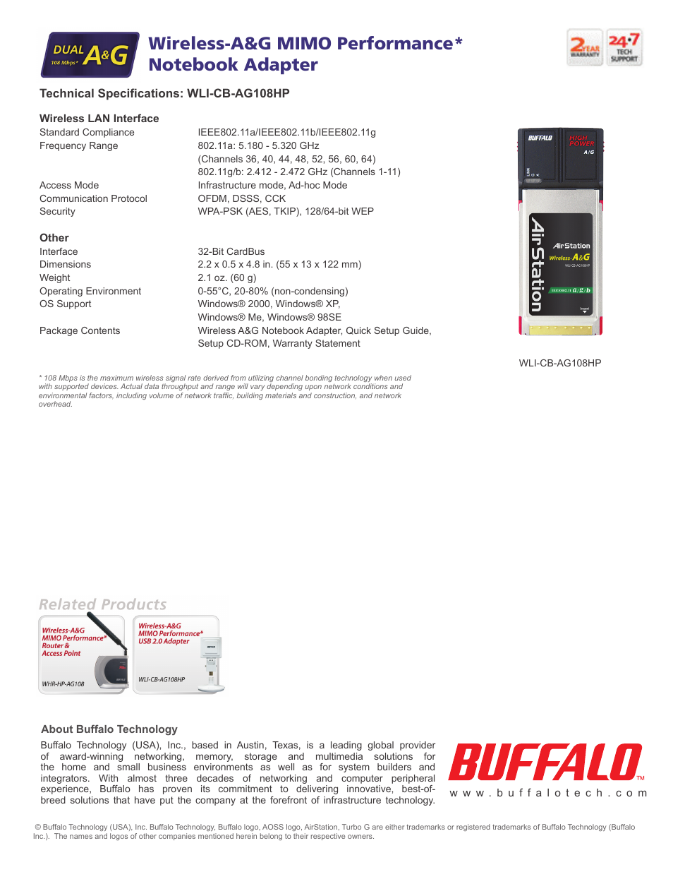 Buffalo Technology Buffalo AirStation WLI-CB-AG108HP User Manual | Page 2 / 2