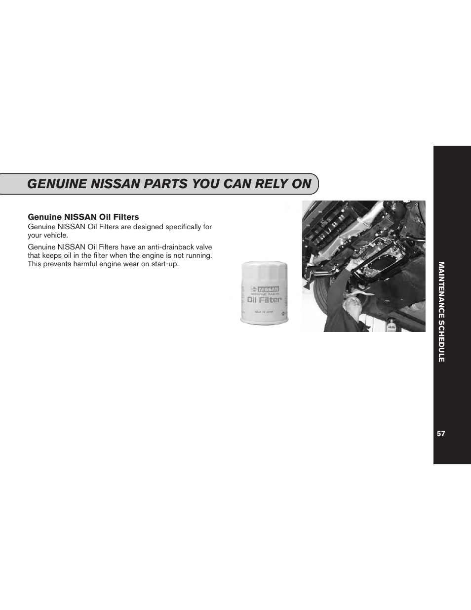 Genuine nissan parts you can rely on | NISSAN 2013 GT R - Service & Maintenance Guide User Manual | Page 58 / 79