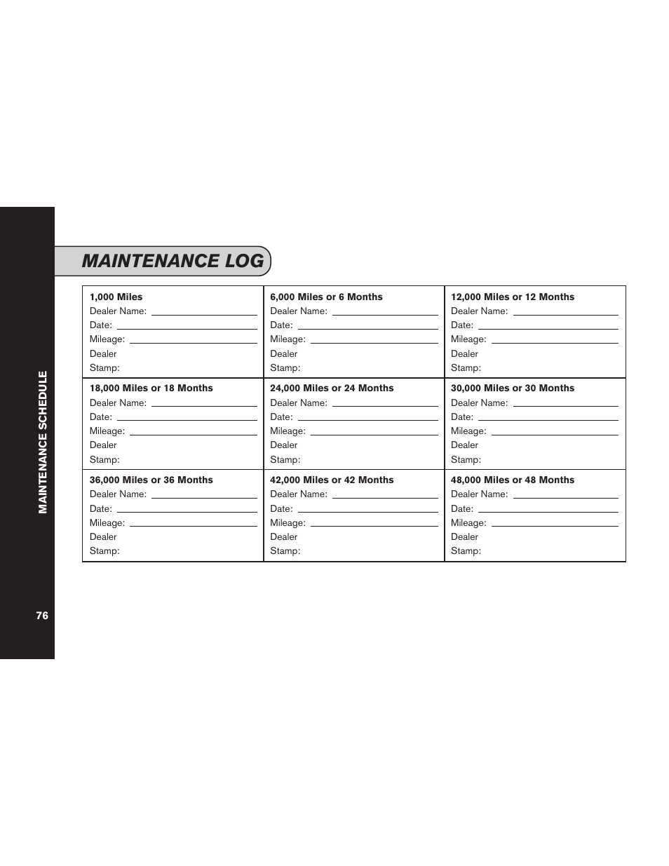 Maintenance log | NISSAN 2013 GT R - Service & Maintenance Guide User Manual | Page 77 / 79