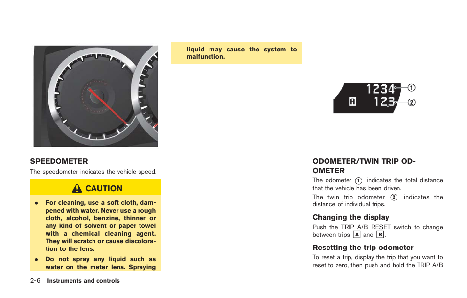 Speedometer -6 odometer/twin trip odometer -6 | NISSAN 2014 GT R - Owner's Manual User Manual | Page 103 / 354