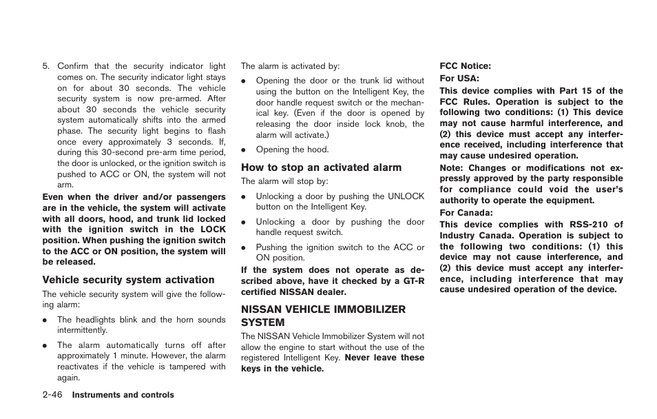 Nissan vehicle immobilizer system -46 | NISSAN 2014 GT R - Owner's Manual User Manual | Page 143 / 354