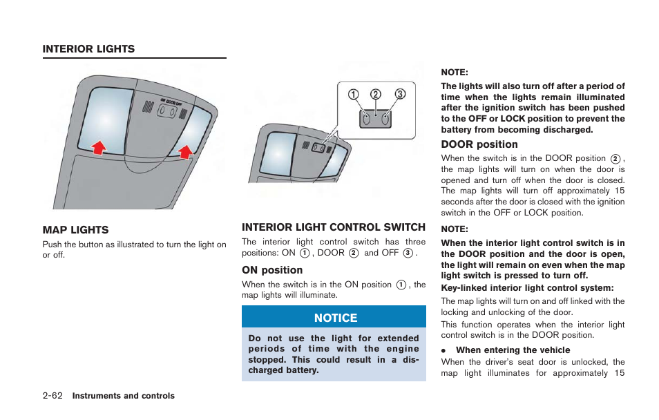 Indicator lights -62, Interior lights -62, Map lights -62 interior light control switch -62 | NISSAN 2014 GT R - Owner's Manual User Manual | Page 159 / 354