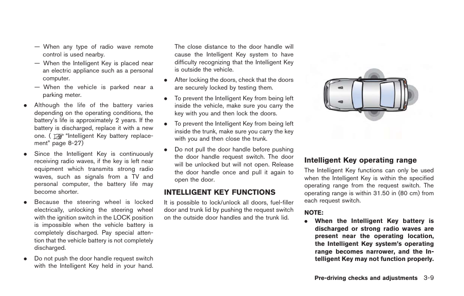 Intelligent key functions -9 | NISSAN 2014 GT R - Owner's Manual User Manual | Page 174 / 354