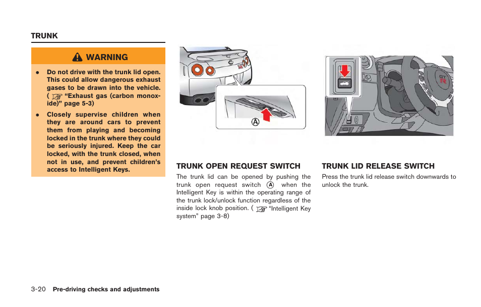 Trunk -20 | NISSAN 2014 GT R - Owner's Manual User Manual | Page 185 / 354