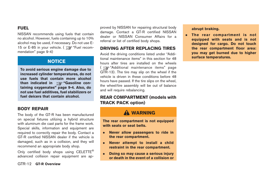 Notice, Warning | NISSAN 2014 GT R - Owner's Manual User Manual | Page 19 / 354