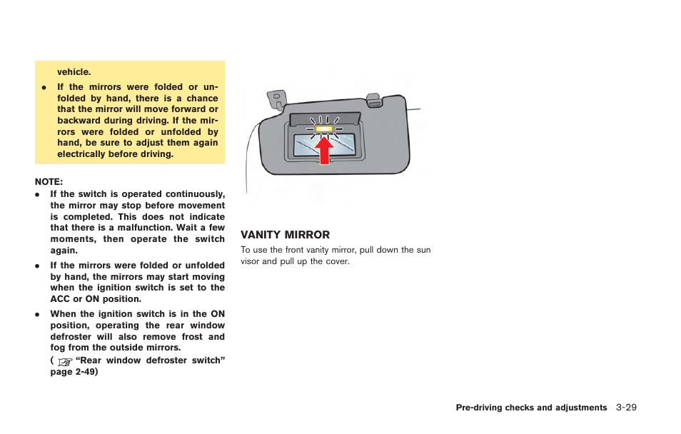 Vanity mirror -29 | NISSAN 2014 GT R - Owner's Manual User Manual | Page 194 / 354