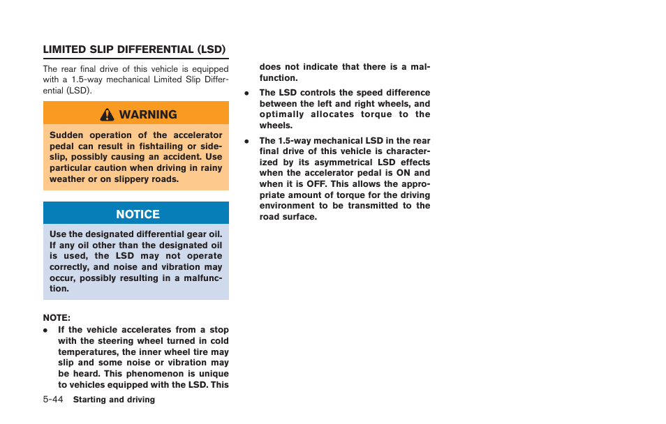 Limited slip differential (lsd) -44 | NISSAN 2014 GT R - Owner's Manual User Manual | Page 241 / 354