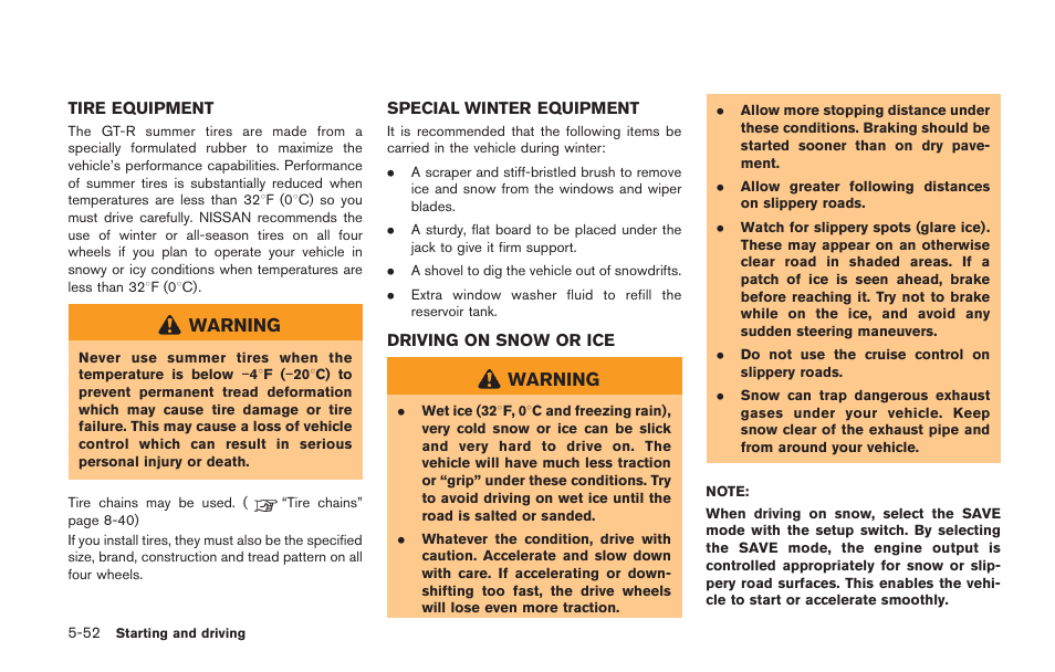 Warning | NISSAN 2014 GT R - Owner's Manual User Manual | Page 249 / 354