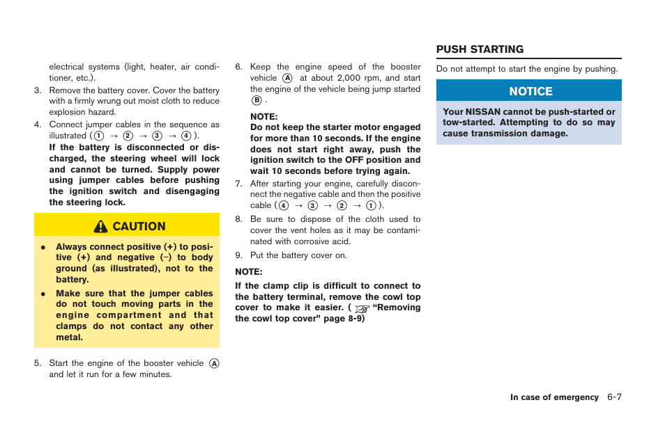 Push starting -7 | NISSAN 2014 GT R - Owner's Manual User Manual | Page 258 / 354