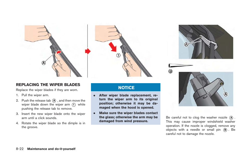 Replacing the wiper blades -22 | NISSAN 2014 GT R - Owner's Manual User Manual | Page 293 / 354