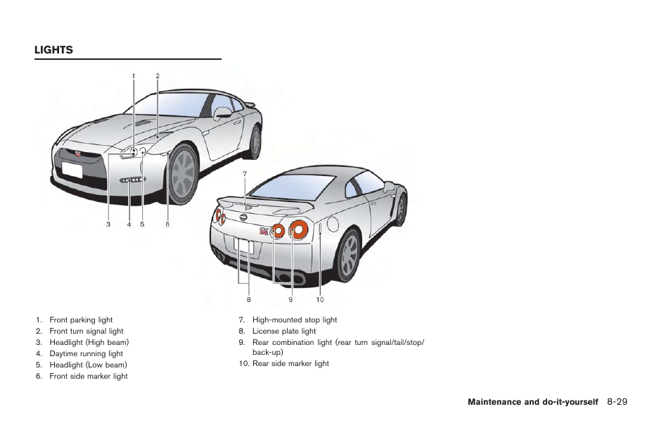 Lights -29 | NISSAN 2014 GT R - Owner's Manual User Manual | Page 300 / 354