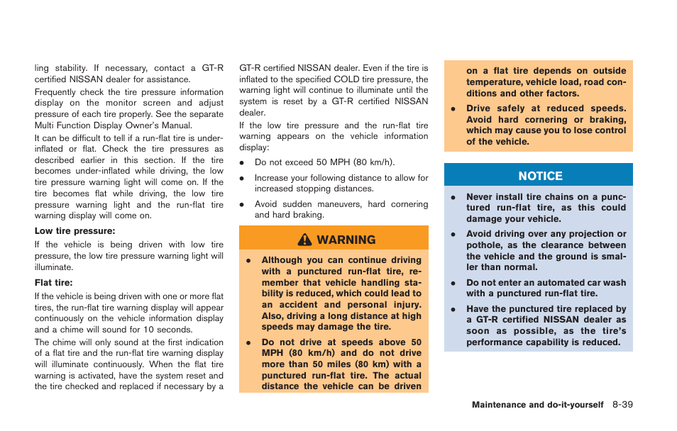 Warning, Notice | NISSAN 2014 GT R - Owner's Manual User Manual | Page 310 / 354