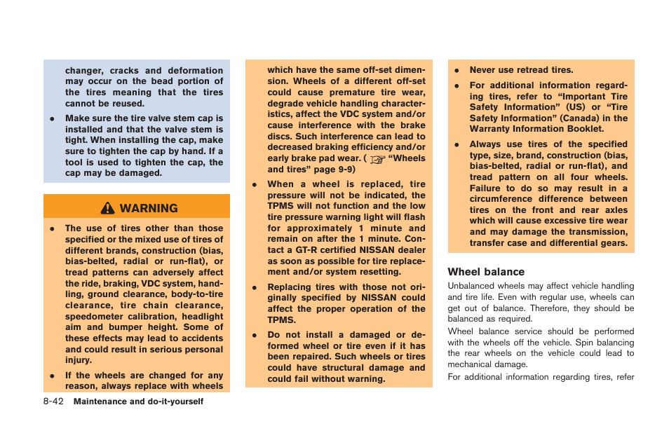 Warning | NISSAN 2014 GT R - Owner's Manual User Manual | Page 313 / 354