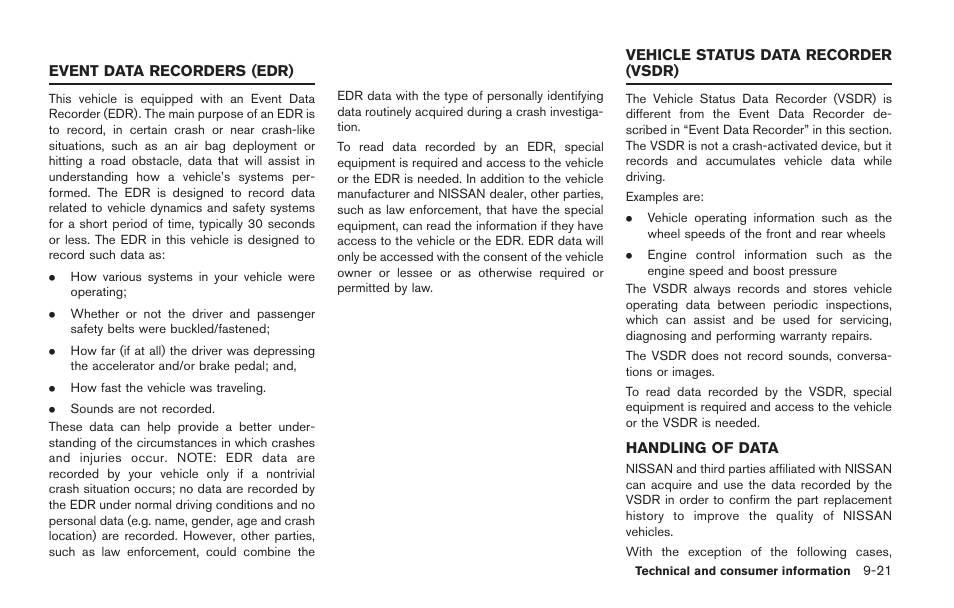 Handling of data -21 | NISSAN 2014 GT R - Owner's Manual User Manual | Page 340 / 354