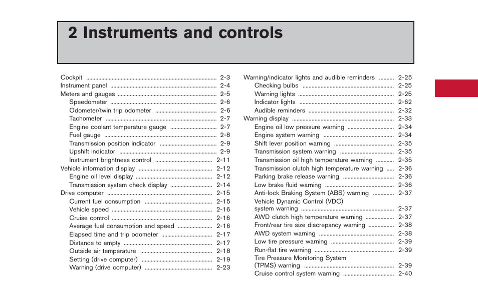 Instruments and controls, 2 instruments and controls | NISSAN 2014 GT R - Owner's Manual User Manual | Page 98 / 354