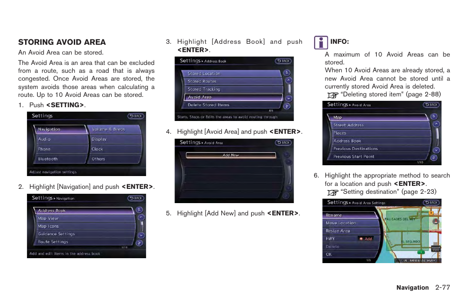 Storing avoid area -77 | NISSAN 2014 GT R - Multi Function Display Owner's Manual User Manual | Page 104 / 314