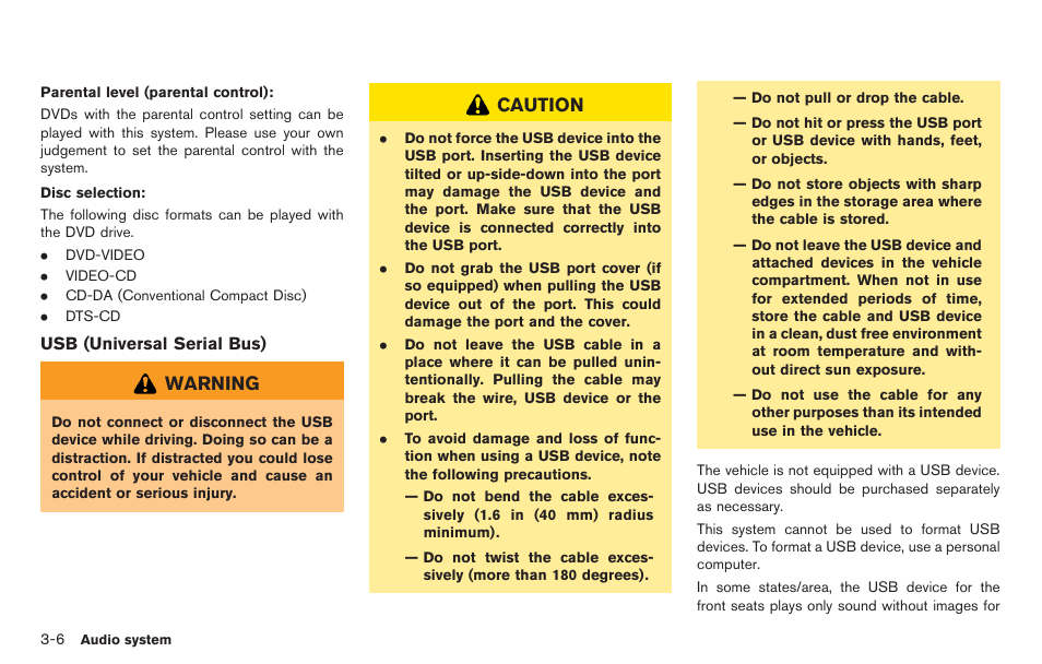 Warning, Caution | NISSAN 2014 GT R - Multi Function Display Owner's Manual User Manual | Page 133 / 314