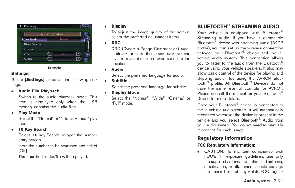 Bluetooth, Streaming audio -21 | NISSAN 2014 GT R - Multi Function Display Owner's Manual User Manual | Page 148 / 314
