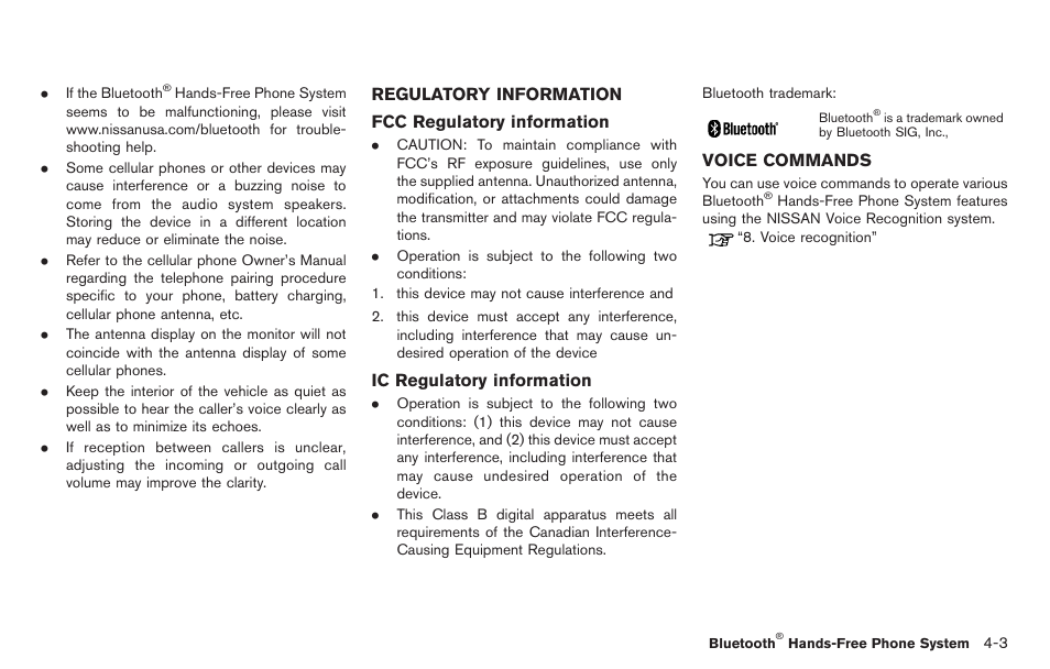 Regulatory information -3 voice commands -3 | NISSAN 2014 GT R - Multi Function Display Owner's Manual User Manual | Page 158 / 314