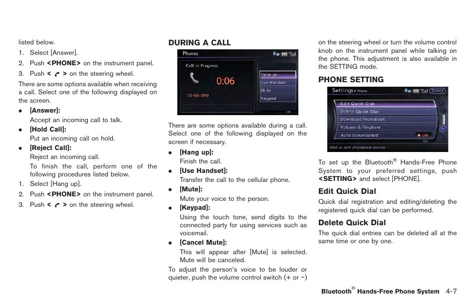 During a call -7 phone setting -7 | NISSAN 2014 GT R - Multi Function Display Owner's Manual User Manual | Page 162 / 314