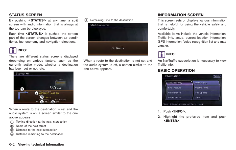 Status screen -2 information screen -2, Basic operation -2 | NISSAN 2014 GT R - Multi Function Display Owner's Manual User Manual | Page 175 / 314