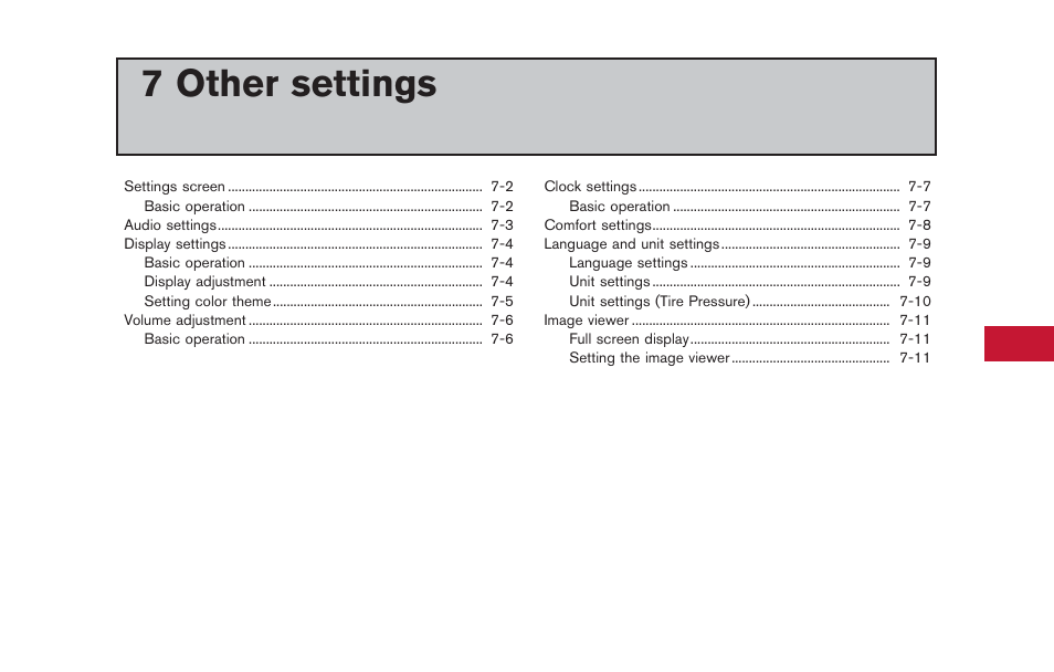 Other settings, 7 other settings | NISSAN 2014 GT R - Multi Function Display Owner's Manual User Manual | Page 198 / 314