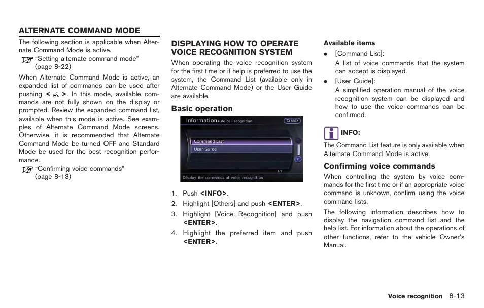 Alternate command mode -13 | NISSAN 2014 GT R - Multi Function Display Owner's Manual User Manual | Page 222 / 314