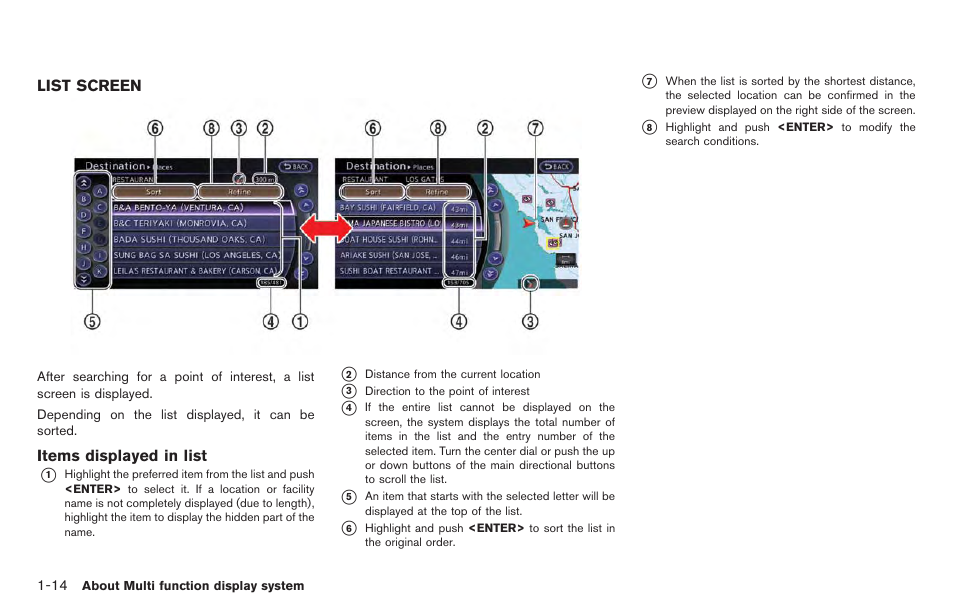 List screen -14 | NISSAN 2014 GT R - Multi Function Display Owner's Manual User Manual | Page 23 / 314