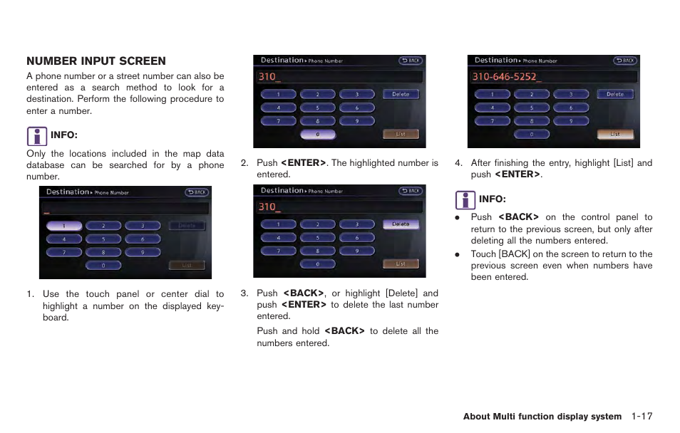 Number input screen -17 | NISSAN 2014 GT R - Multi Function Display Owner's Manual User Manual | Page 26 / 314
