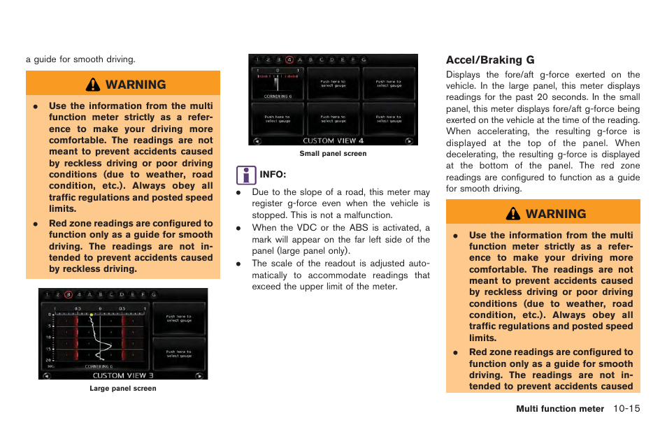 Warning | NISSAN 2014 GT R - Multi Function Display Owner's Manual User Manual | Page 260 / 314