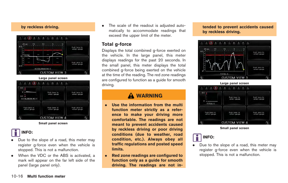 Warning | NISSAN 2014 GT R - Multi Function Display Owner's Manual User Manual | Page 261 / 314