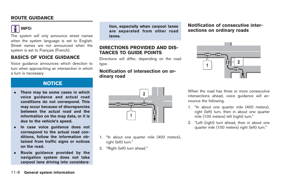 Route guidance -8, Notice | NISSAN 2014 GT R - Multi Function Display Owner's Manual User Manual | Page 285 / 314