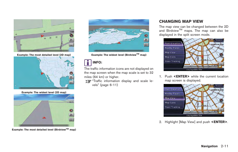 Changing map view -11, Changing map view | NISSAN 2014 GT R - Multi Function Display Owner's Manual User Manual | Page 38 / 314