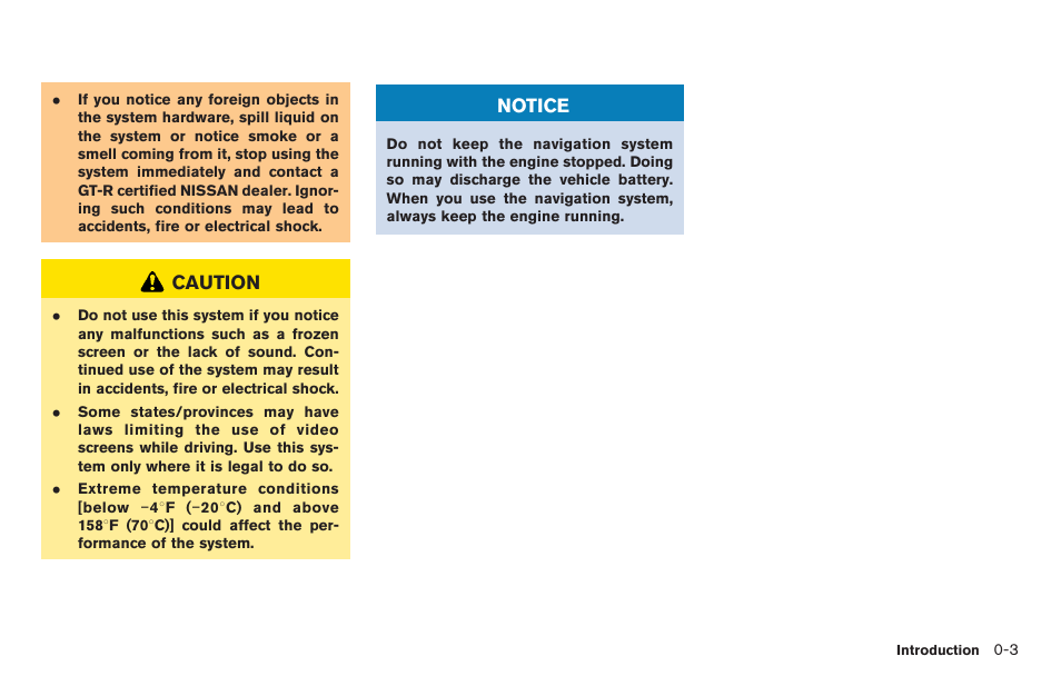 Caution, Notice | NISSAN 2014 GT R - Multi Function Display Owner's Manual User Manual | Page 6 / 314