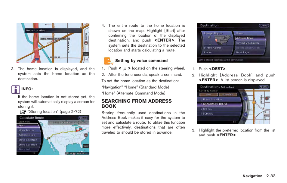 Searching from address book -33 | NISSAN 2014 GT R - Multi Function Display Owner's Manual User Manual | Page 60 / 314