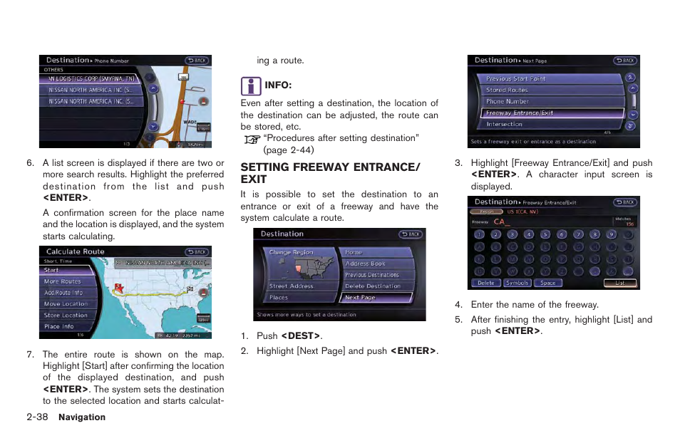 Setting freeway entrance/exit -38 | NISSAN 2014 GT R - Multi Function Display Owner's Manual User Manual | Page 65 / 314
