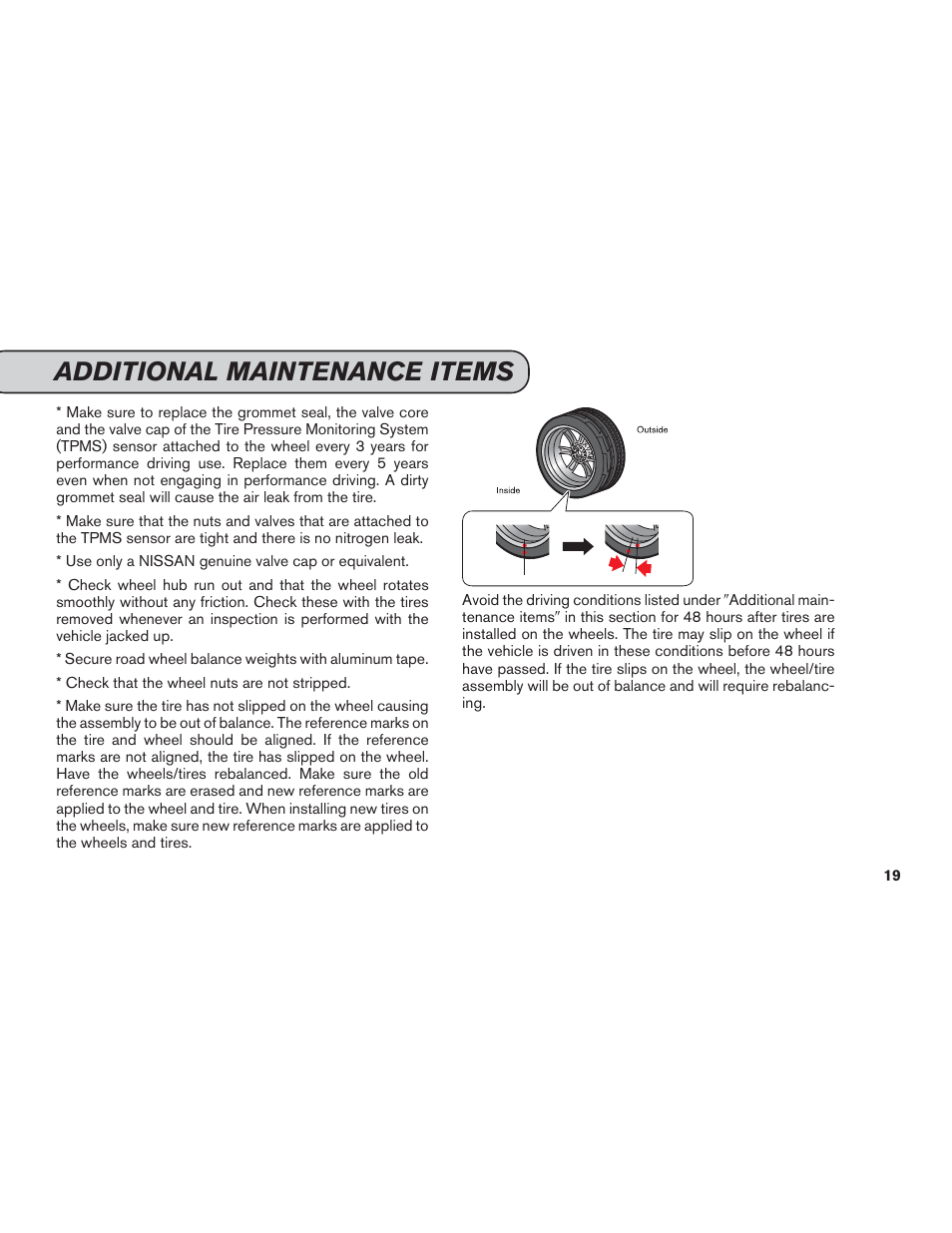 Additional maintenance items | NISSAN 2014 GT R - Service & Maintenance Guide User Manual | Page 20 / 82