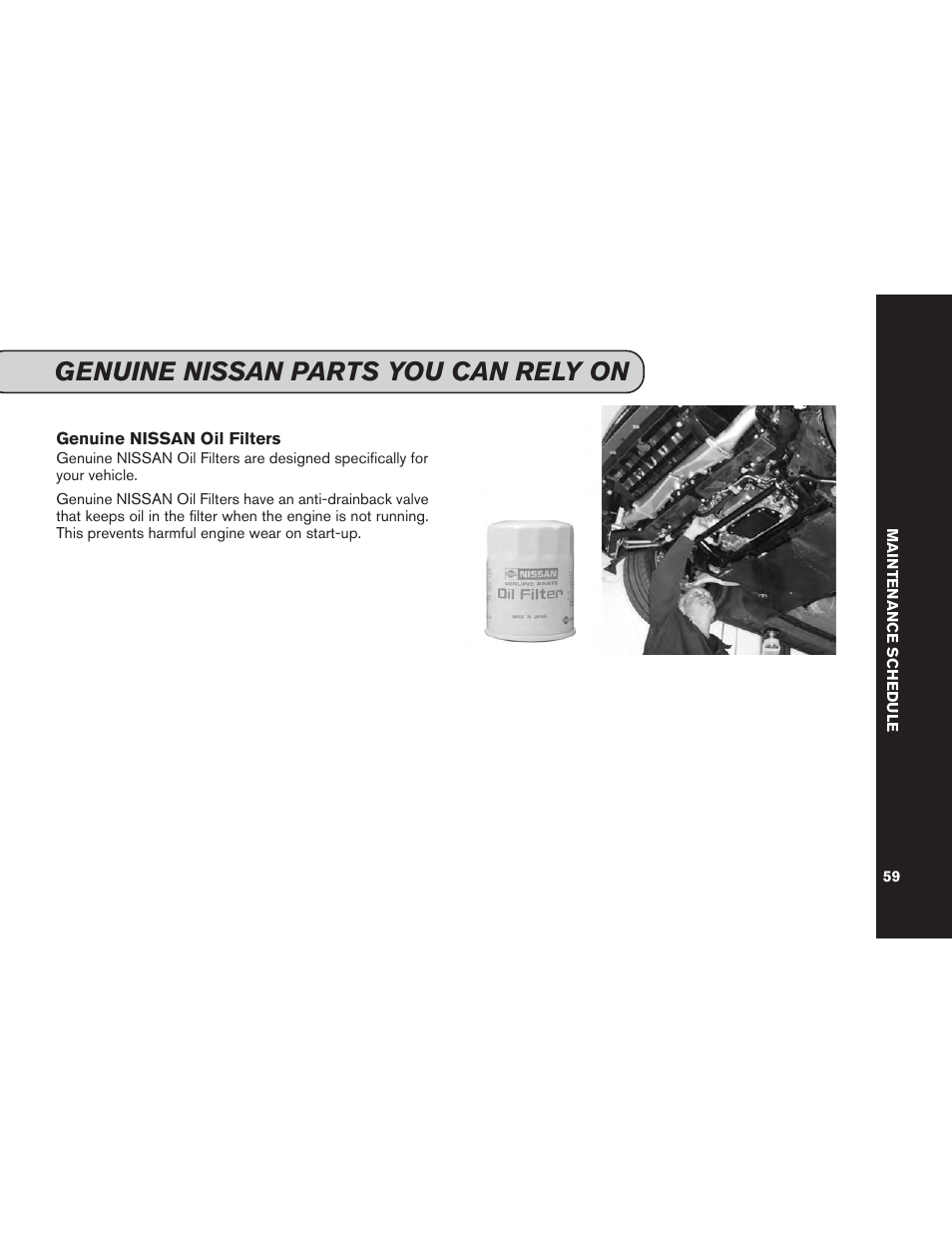 Genuine nissan parts you can rely on | NISSAN 2014 GT R - Service & Maintenance Guide User Manual | Page 60 / 82