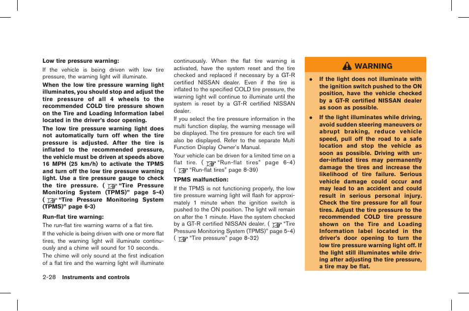 Warning | NISSAN 2015 GT R - Owner's Manual User Manual | Page 125 / 358