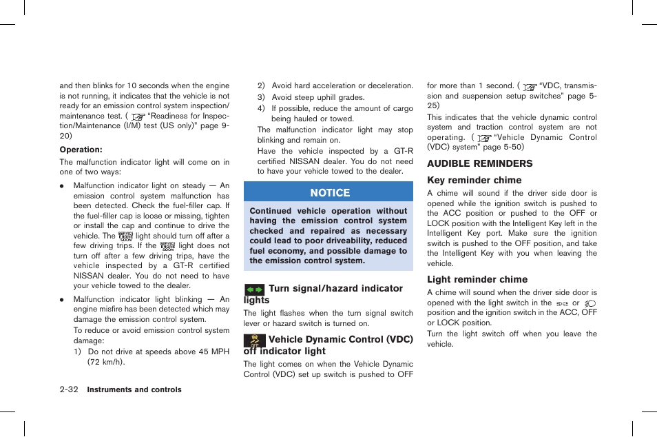 Audible reminders -32 | NISSAN 2015 GT R - Owner's Manual User Manual | Page 129 / 358