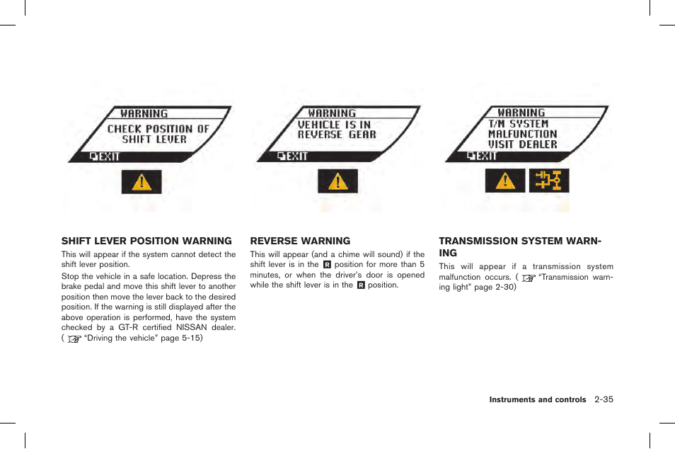 NISSAN 2015 GT R - Owner's Manual User Manual | Page 132 / 358