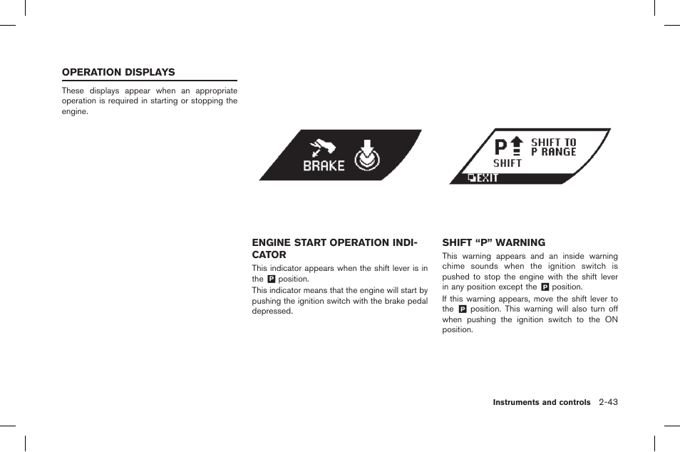 Operation displays -43 | NISSAN 2015 GT R - Owner's Manual User Manual | Page 140 / 358