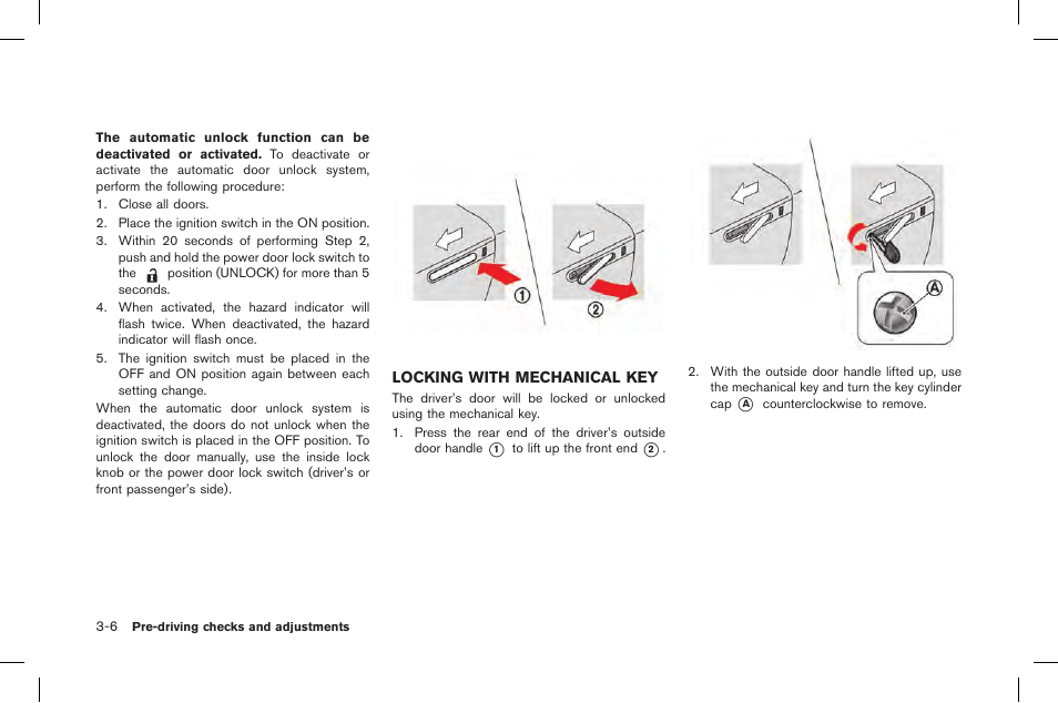 Locking with mechanical key -6 | NISSAN 2015 GT R - Owner's Manual User Manual | Page 171 / 358