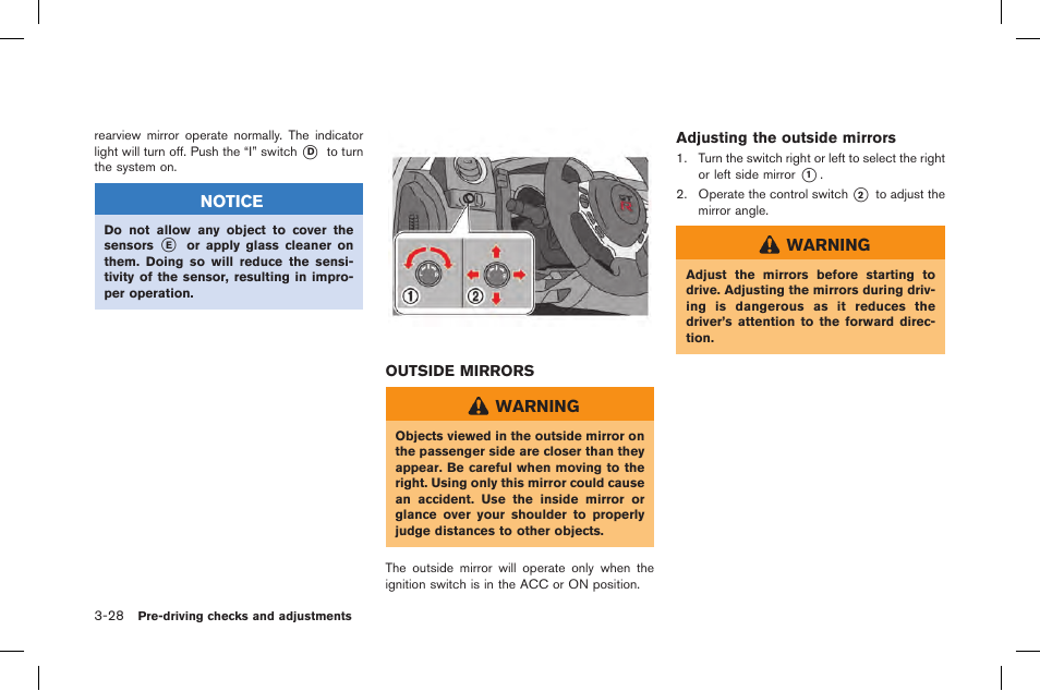 Outside mirrors -28 | NISSAN 2015 GT R - Owner's Manual User Manual | Page 193 / 358