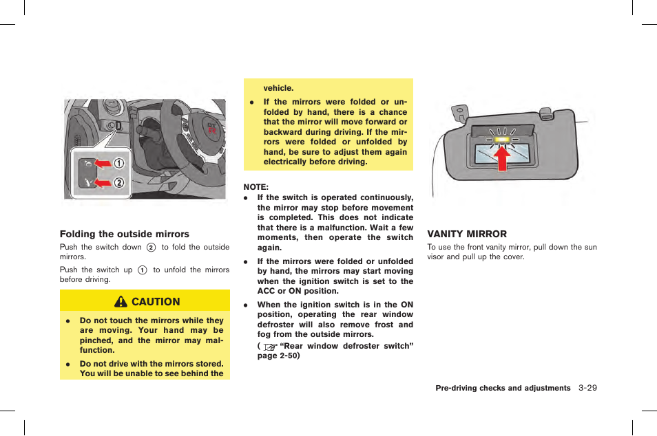 Vanity mirror -29 | NISSAN 2015 GT R - Owner's Manual User Manual | Page 194 / 358